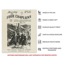 Cargar imagen en el visor de la galería, Digitally Restored and Enhanced 1948 Honoring The Four Chaplains Photo Print - Vintage Photo of The Four Chaplains as SS Dorchester Sinks Poster Wall Art
