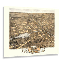 Load image into Gallery viewer, Digitally Restored and Enhanced 1869 Naperville Illinois Map Poster - Old Bird&#39;s Eye View of Naperville IL - Naperville Dupage County Illinois Wall Art
