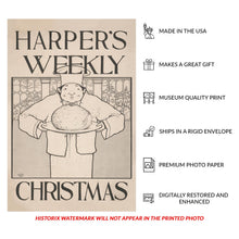 Load image into Gallery viewer, Digitally Restored and Enhanced 1895 Harpers Weekly Christmas Magazine Poster - Victorian Era Illustration Art - Archival Reproduction
