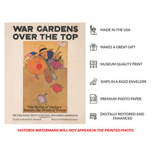 Load image into Gallery viewer, Digitally Restored and Enhanced 1919 War Gardens Over the Top Victory Garden WWI Poster - World War I Home Front Propaganda - Archival Reproduction
