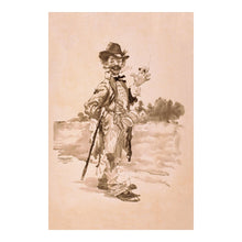 Load image into Gallery viewer, Digitally Restored and Enhanced 1899 Vaudeville Tramp Smoking Cigar with Cane Theater Poster - Victorian Era Entertainment History - Archival Reproduction
