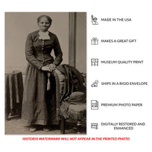 Cargar imagen en el visor de la galería, Digitally Restored and Enhanced 1895 Harriet Tubman Photo Print - Vintage Portrait Photo of Underground Railroad Leader Harriet Tubman Wall Art Poster
