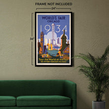 Load image into Gallery viewer, Digitally Restored and Enhanced 1934 Chicago Worlds Fair Foreign Villages Art Deco Poster - International Exposition History - Archival Reproduction

