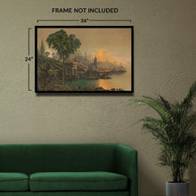 Cargar imagen en el visor de la galería, Digitally Restored and Enhanced 1879 Moonlight in Egypt Victorian Landscape Egyptomania Print - Orientalist Era Art - Archival Reproduction
