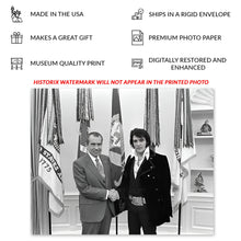 Cargar imagen en el visor de la galería, Digitally Restored and Enhanced 1970 Richard Nixon and Elvis Presley Photo Print - Old Photo of President Nixon and Elvis Presley at The White House Poster
