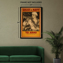 Cargar imagen en el visor de la galería, Digitally Restored and Enhanced 1917 Enlist in the Navy To Arms WWI Recruitment Poster - World War I Military Propaganda - Archival Reproduction
