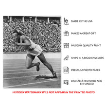 Load image into Gallery viewer, Digitally Restored and Enhanced 1936 Jesse Owens Photo Print - Old Photo of Jesse Owens Poster - Historic Jesse Owens Wall Art Photo from Olympic Games
