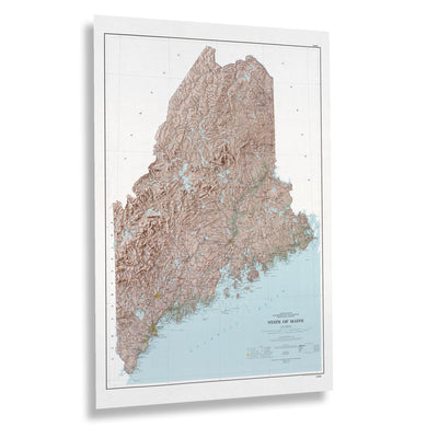 Digitally Restored and Enhanced 1977 Maine Map Print - Vintage State of Maine Base Map with Highways & Contours - Old Map of Maine Poster Wall Art