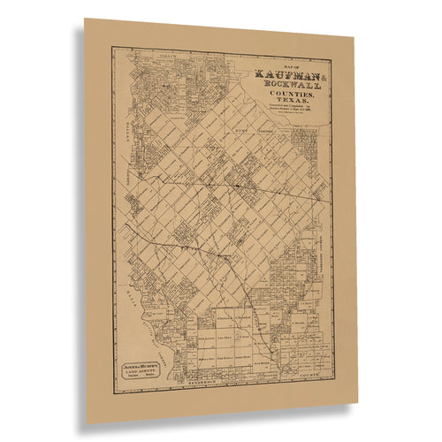 Digitally Restored and Enhanced 1878 Kaufman & Rockwall Texas Map Poster - Old Map of Kaufman and Rockwall Counties Texas - Vintage Texas Map Wall Art