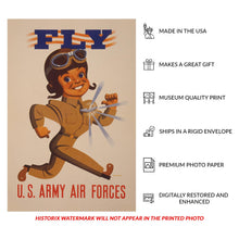 Load image into Gallery viewer, Digitally Restored and Enhanced 1942 Fly US Army Air Forces WWII Recruitment Poster - World War II Military Propaganda - Archival Reproduction
