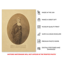 Cargar imagen en el visor de la galería, Digitally Restored and Enhanced 1859 John Brown Portrait Photo Print - Vintage Photo of American Abolitionist Movement Leader John Brown Poster Wall Art
