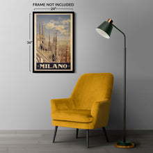 Load image into Gallery viewer, Digitally Restored and Enhanced 1920 Milano Milan Italy Gothic Cathedral Travel Poster - European Tourism Art - Archival Reproduction
