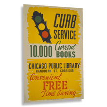 Load image into Gallery viewer, Digitally Restored and Enhanced 1936 Chicago Public Library Curb Service Poster | WPA Library Art | Reading Room Decor, Book Lover Print
