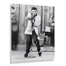 Load image into Gallery viewer, Digitally Restored and Enhanced 1956 Elvis Presley Photo Print - Vintage Photo of King of Rock and Roll Elvis Presley Poster Wall Art Performing on Stage 
