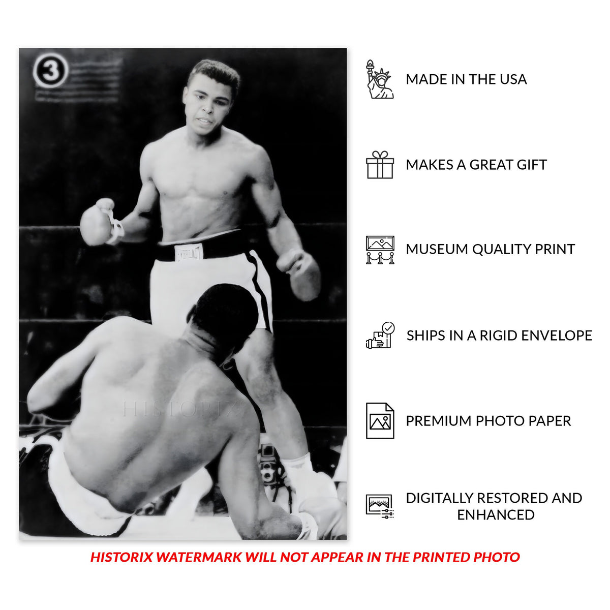 1934 Muhammad Ali Standing Over Sonny Liston Poster Photo Print ...