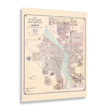 Load image into Gallery viewer, Digitally Restored and Enhanced 1889 Portland Oregon Map Print - Vintage Map of Portland East Portland &amp; Albina - Old Map of Portland Oregon Wall Art
