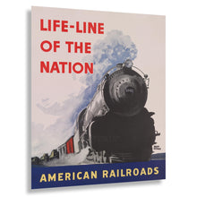Cargar imagen en el visor de la galería, Digitally Restored and Enhanced 1942 Life-Line of the Nation American Railroads WWII Poster - World War II Home Front Propaganda - Archival Reproduction
