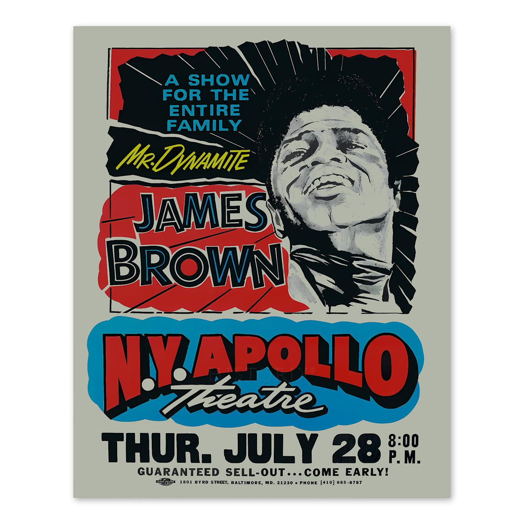 Digitally Restored and Enhanced 1966 James Brown Poster Matte - Vintage Poster of Mr Dynamite James Brown in Apollo Theater - James Brown Wall Art Print