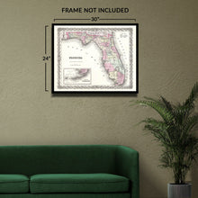 Load image into Gallery viewer, Digitally Restored and Enhanced 1855 Florida Map Poster - Vintage Florida Map Wall Art Print - History Map of Florida Poster - Old Map of Florida Wall Art
