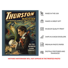Load image into Gallery viewer, Digitally Restored and Enhanced 1915 Thurston Magician Poster - Do the Spirits Come Back - Spiritualism Vaudeville Theater - Archival Print
