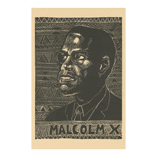 Cargar imagen en el visor de la galería, Digitally Restored and Enhanced 1976 Malcolm X Poster - Vintage San Francisco Civil Rights Art - Linoleum Cut African American History - Archival Reproduction
