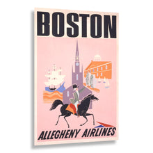 Load image into Gallery viewer, Digitally Restored and Enhanced 1950 Boston Allegheny Airlines Travel Poster - Paul Revere Revolutionary War Heritage - Mid-Century Aviation - Archival Print
