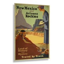 Load image into Gallery viewer, Digitally Restored and Enhanced 1925 New Mexico Arizona Railroad Travel Poster - Southwest Native Art - Golden Age Rail Tourism - Archival Reproduction

