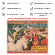 Cargar imagen en el visor de la galería, Digitally Restored and Enhanced 1897 Barnum &amp; Bailey Circus Poster - Miss Rose Meers Greatest Lady Rider - Victorian Equestrian - Archival Print
