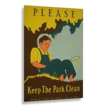 Load image into Gallery viewer, Digitally Restored and Enhanced 1938 Keep the Park Clean Ohio State Parks WPA Federal Art Project Poster - Depression Era Art Deco - Archival Reproduction
