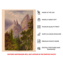 Load image into Gallery viewer, Digitally Restored and Enhanced 1871 Yosemite Cathedral Spires Landscape Art Print - California Mountain Scenery - Museum-Quality Print
