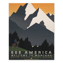 Load image into Gallery viewer, Digitally Restored and Enhanced 1936 Montana See America Travel Poster - WPA Federal Art Project - Depression Era Western Tourism - Museum-Quality Reproduction

