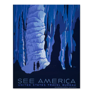 Digitally Restored and Enhanced 1936 See America Cave Travel Poster - WPA Federal Art Project - Depression Era Tourism Adventure - Gallery-Quality Print