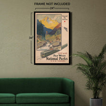 Load image into Gallery viewer, Digitally Restored and Enhanced 1920 Far West National Parks Railroad Travel Poster - Vintage Train Tourism Art - American Railway Adventure - Museum-Quality Print
