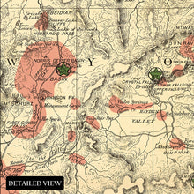 Load image into Gallery viewer, Digitally Restored and Enhanced 1881 Yellowstone National Park Map Poster - Vintage Map of The Yellowstone National Park Poster Wall Art Print
