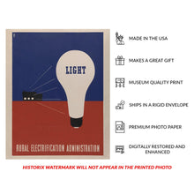Load image into Gallery viewer, Digitally Restored and Enhanced 1937 Rural Electrification Administration Light Poster - New Deal WPA Federal Art Project - Art Deco - Archival Reproduction
