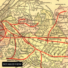 Load image into Gallery viewer, Digitally Restored and Enhanced 1884 Long Island New York Railroad Map - Victorian Era Transportation History - Archival Reproduction

