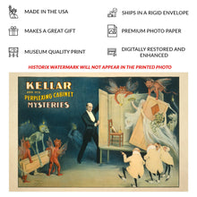 Load image into Gallery viewer, Digitally Restored and Enhanced 1894 Kellar Perplexing Cabinet Mysteries Magic Poster - Victorian Era Magician - Entertainment History Art - Archival Reproduction

