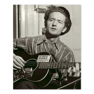 Digitally Restored and Enhanced 1943 Woody Guthrie Photo Print - Vintage Photo of American Singer Songwriter Woody Guthrie Portrait Holding His Guitar