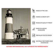 Load image into Gallery viewer, Digitally Restored and Enhanced 1953 Sankaty Lighthouse Poster Photo - Vintage Photo of Sankaty Head Lighthouse Siasconset Nantucket Wall Art Print
