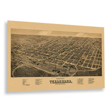Load image into Gallery viewer, Digitally Restored and Enhanced 1888 Texarkana Texas &amp; Arkansas Map Print - Vintage Map of Texas and Arkansas - Perspective Map of Texas and Arkansas
