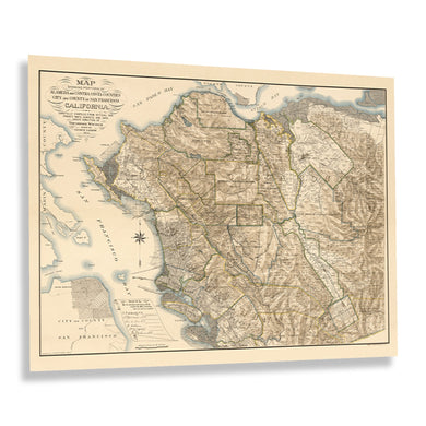 Digitally Restored and Enhanced 1894 Alameda & Contra Costa Map Print - Old Map of Alameda and Contra Costa County San Francisco California Wall Art Poster
