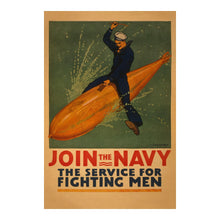 Cargar imagen en el visor de la galería, 1917 Join the Navy Fighting Men WWI Recruitment Poster - World War I Military Propaganda - Archival Reproduction
