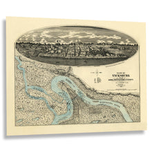 Load image into Gallery viewer, Digitally Restored and Enhanced 1863 Vicksburg Mississippi Civil War Canal Fortifications Map  - Military Engineering History - Archival Reproduction
