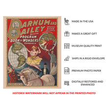 Load image into Gallery viewer, Digitally Restored and Enhanced 1903 Barnum &amp; Bailey Circus Poster - Official Program Book of Wonders Cover - Circus Ephemera - Archival Print
