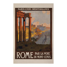Load image into Gallery viewer, Digitally Restored and Enhanced 1920 Rome Italy Mont Cenis Alpine Railway Travel Poster - Golden Age of Rail Tourism - European Travel Art - Archival Reproduction
