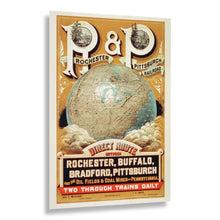 Load image into Gallery viewer, Digitally Restored and Enhanced 1883 Rochester Pittsburgh Railroad Pennsylvania New York Poster - Victorian Era Rail Transportation History - Archival Reproduction
