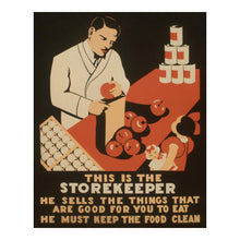 Cargar imagen en el visor de la galería, Digitally Restored and Enhanced 1936 New York City Storekeeper Food Safety Public Health WPA Federal Art Project Poster - Depression Era Art Deco - Archival Reproduction

