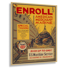 Load image into Gallery viewer, Digitally Restored and Enhanced 1941 Enroll Merchant Marine Philadelphia WWII WPA Federal Art Project Recruitment Poster - World War II Military Propaganda - Archival Reproduction

