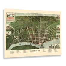 Load image into Gallery viewer, Digitally Restored and Enhanced 1889 Paducah Kentucky Map Poster - Bird&#39;s Eye View of Paducah KY Map - Vintage Map of Kentucky Poster Wall Art Print
