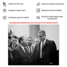 Cargar imagen en el visor de la galería, Digitally Restored and Enhanced 1964 Martin Luther King &amp; Malcolm X Photo Print - Vintage Photo of Malcolm X and Martin Luther King Jr Poster Wall Art
